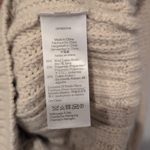 Madewell Cable knit Wool Blend Fisherman Sweater In Off-white Cream Color - Picture 3 of 9
